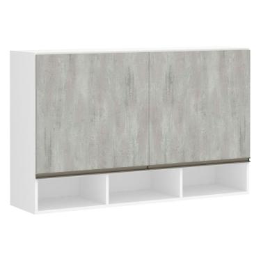 Imagem de Armário 120cm 2 Portas C/Nicho Branco Polar C/Concreto