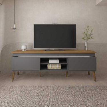 Imagem de Rack Grafite/carvalho Para Tvs De Até 75" Tampo C/ Bordas