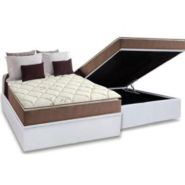 Imagem de Cama Box Baú Casal: Colchão Ortopédico Anjos D28 / Ag65 Star Pillow Top + Base White(138X188)
