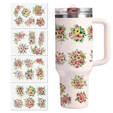 Imagem de LUHOHI Flor para copo Stanley - adesivos florais compatíveis com garrafa de água de vidro Stanley Tumbler adesivo impermeável Love Shack Fancy Style UV DTF decalques lindos acessórios personalizados