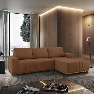 Imagem de Sofá Fixo Com Chaise 2,3M Boreal Veludo Com Molas Lado Direito Meu Sof