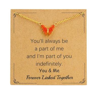 Imagem de SOPIFY Colar feminino com pedra do mês de nascimento de borboleta, dourado, delicado para mãe, filha, irmã, avó, neta, amigas, melhores presentes de pedra do mês de nascimento, Adjustable, Cobre, Sem