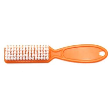 Imagem de Escova de Unha Profissional Micure Pedicure Quadrada Cabo Longo Kit 10 Peças - Laranja