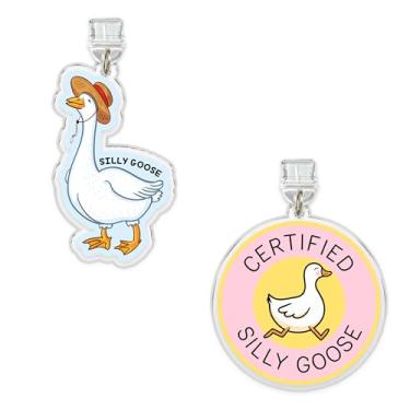 Imagem de Conjunto de 2 peças de ganso bobo certificado, berloques Kindle Silly Goose com plugue de poeira de 3,8 cm, piada engraçada, pato engraçado, sarcástico, citação de animal sarcástico, relâmpago