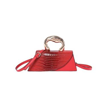 Imagem de COOLOYA Bolsa feminina de luxo com estampa de crocodilo, bolsa de mão de ombro transversal, Vermelho, One Size, Macio