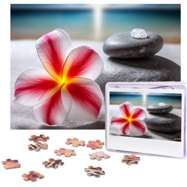 Imagem de Quebra-cabeças de flores tropicais e pedras zen 500 peças com bolsa de armazenamento personalizado para homens e mulheres quebra-cabeça para fotos desafiadoras de família quebra-cabeça para decoração