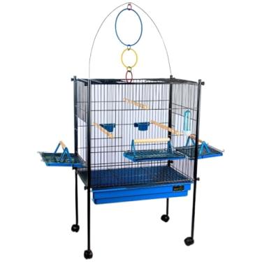 Imagem de Viveiro Gaiola Calopsita Aves Triplex Black Grande PlayGround Durável JelPlast(Azul/Black)