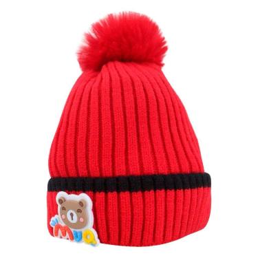 Imagem de Touca Gorro Infantil Vermelha Ursinho Tamanho Único