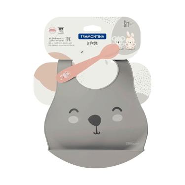 Imagem de Kit Tramontina Le Petit Infantil 1 Babador + 1 Colher Infantil