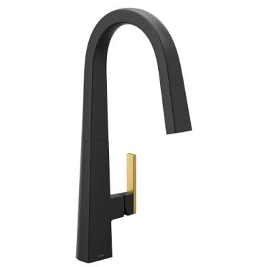 Imagem de Moen Torneira de cozinha Nio Preto fosco com uma alça com Power Clean, alça de destaque incluída para personalização, S75005BL