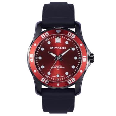 Imagem de Miykon Relógios de mergulho masculinos | Relógio analógico esportivo casual masculino com pulseira de silicone genuína e confortável | ponteiros luminosos, vidro resistente a arranhões, quartzo