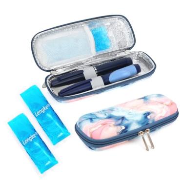 Imagem de YOUSHARES Estojo de viagem portátil para refrigerador de insulina – Bolsa de resfriamento de medicamentos para diabéticos aprovada pela TSA, organizador com isolamento de EVA para canetas Epi