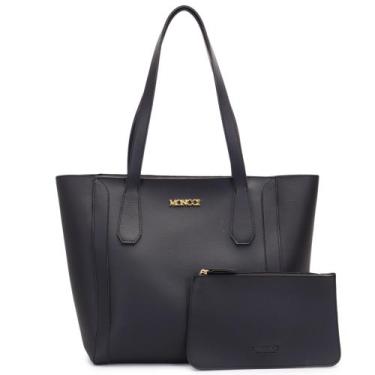 Imagem de bolsa de ombro shopper cabe notebook faculdade trabalho - Moncci, Pret