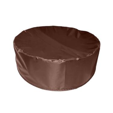 Imagem de menolana Capa de piscina redonda, capa protetora de caixa de areia à prova d'água para piscina acima do solo, areia de jardim e brinquedos, longe de poeira, Café 122x30cm