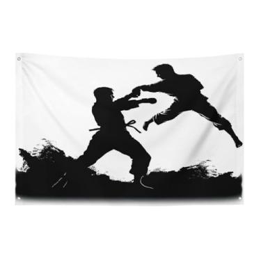 Imagem de Bandeira com quatro furos bandeiras para todos os climas Kickboxing impresso banner decorativo bandeiras de poliéster adequadas para uso interno e externo 89 x 159 centímetros