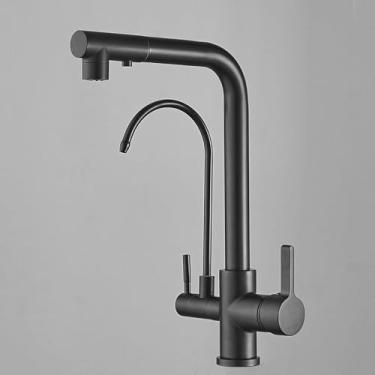 Imagem de Torneira De Cozinha De 3 Vias Torneiras Misturadoras De Cozinha De Spray Com Bico Giratório 2 Modos De Torneira Purificadora De água Para Sistema De Filtro De água Sob A Pia, Black