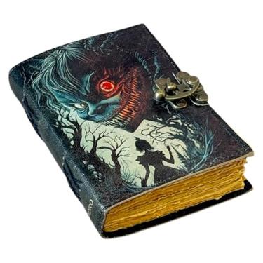 Imagem de HINDORO Diário gótico de olho de dragão de couro, caderno espiral mágico, diário misterioso, diário de feitiçaria Grimório, ótimo para amantes de Halloween e corvos, diário de couro estético para