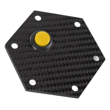 Imagem de WALFRONT Fibra de Carbono Elegante de 6 Buracos na Cor Buzina Buzina para 6 Parafusos de Rodas de Direção, Substituição Ideal para Entusiastas de Carros (Amarelo)