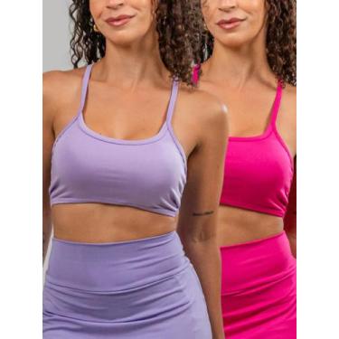 Imagem de KIT2 Top Alça Fina Fitness Nadador sem Bojo Liso Sutiã para ValorizarT