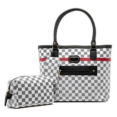 Imagem de Kit Bolsa Estampada Marrom e Preto Porta Moedas E Nécessarie - Alice M