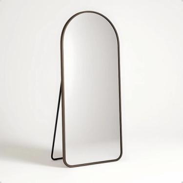 Imagem de Espelho Base Reta Corpo Inteiro 150x60 Com Suporte de Chão Moldura Alu