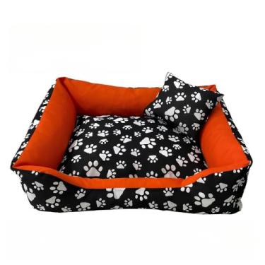 Imagem de Cama cachorro medio caminha pet 60 x 50 com ziper lavavel fundo impermeavel +almofadinha(PATINHA LARANJA (M))