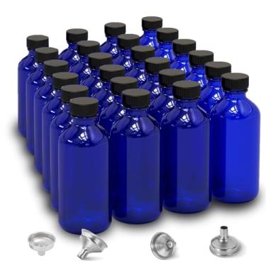 Imagem de DIDITIME Garrafas de shot de 59 ml com tampas e funis de aço inoxidável, garrafa de suco de vidro reutilizável, frascos pequenos de 60 ml com tampas para poção, doses de gengibre, óleos, suco (azul