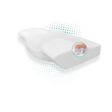 Imagem de Travesseiro Cervical,Ortopédico, Espuma de Memória, Travesseiro para Suporte do Pescoço, Alívio de Dores nas Costas, Coluna, lombar e Pescoço. Combate a insônia e o Ronco. Cor Branco/Cinza