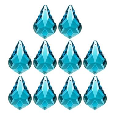 Imagem de PATIKIL Pingentes de cristal K9, contas de gota, pacote com 10 peças de prismas de lustre de 38 mm, contas de folhas penduradas, lâmpada faça você mesmo para decoração de artesanato, azul