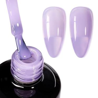 Imagem de Esmalte de gel roxo Beetles, esmalte de gel roxo pastel de 15 ml, efeito translúcido, corretivo de unhas de alto brilho de imersão UV transparente lavanda primavera verão manicure presente para