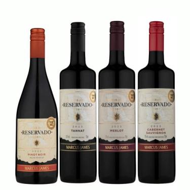 Imagem de Kit 4 Vinho Tannat, Merlot, Pinot Noir e Cabernet Sauvignon Marcus Jam