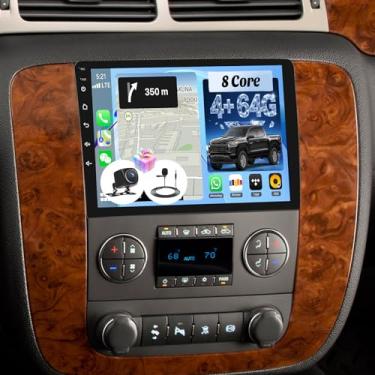 Imagem de [4+64G] Estéreo automotivo Android 13 de 8 núcleos para GMC Yukon Chevy Silverado Tahoe Suburban 2007-2012 com carro sem fio e Android Auto, rádio automotivo de 9 polegadas com link espelhado