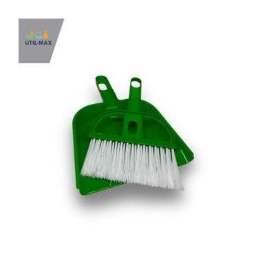 Imagem de Kit Mini Vassoura E Pá Pequena P/ Escritório Limpeza Casa - LET, Verde