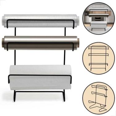 Imagem de Suporte Triplo de Papel para Bancada  Cor Preto, Prático e Elegante - 