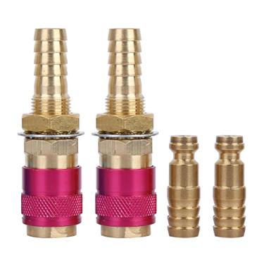 Imagem de Hilitand 2pcs Ajuste o Conjunto de Conectores Rápidos, Conexão Rápida do Gás de água Com Conector Vermelho M10, para Tocha de Soldagem Tig