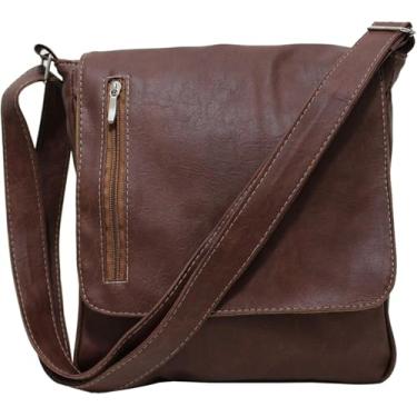 Imagem de Bolsa Carteiro Pasta Transversal Casual Em Sintético- Caramelo