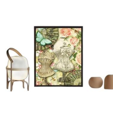 Imagem de Quadro Manequins De Costura Com Flores 33X24Cm - Com Vidro - Quadros O