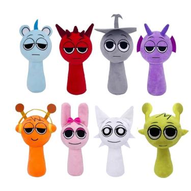 Imagem de Brinquedos de pelúcia Sprunki Sprunky Wenda e cinza 25 cm, 8 peças, multicoloridos