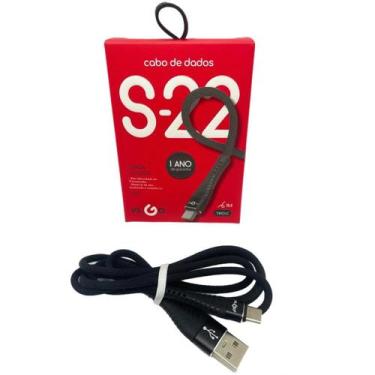 Imagem de Cabo Rápido Usb Para Tipo- C Nylon S-22 1 Metro Cor Preto - Tesla Stor