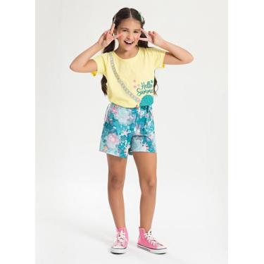 Imagem de Conjunto Verão Menina Amarelo Blusa e Shorts Saia Concha do Mar - Mole