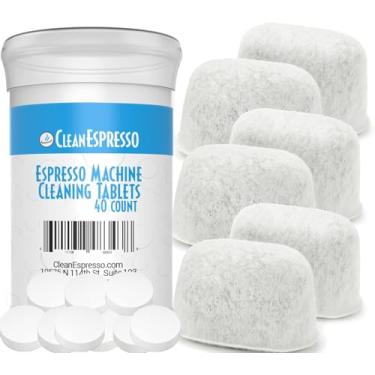 Imagem de CleanEspresso Limpador de máquina de café expresso - 40 comprimidos e 6 filtros para máquinas Breville - 2 g de comprimidos de limpeza e filtros de água de substituição
