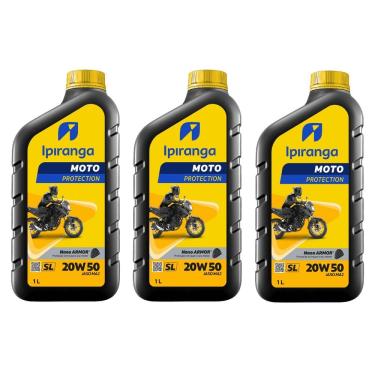 Imagem de kit 3l ÓLEO MINERAL IPIRANGA MOTO PROTECTION 20W50 SL JASO MA2 Genuíno Honda