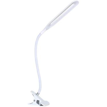 Imagem de Luminária LED de Mesa com Presilha e Braço Flexíve | Luz Branca USB para Leitura, Estudo e Trabalho | Portátil, Articulável e Econômica (Branco)