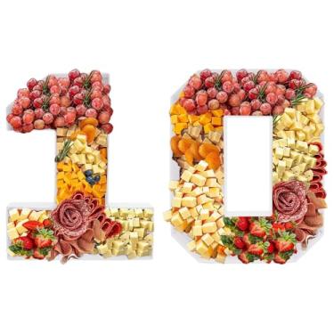 Imagem de Prato de papelão preenchível com número de placa de charcutaria de 35,5 cm, caixa de decoração de frutas, presente de aniversário, festa de aniversário (10)