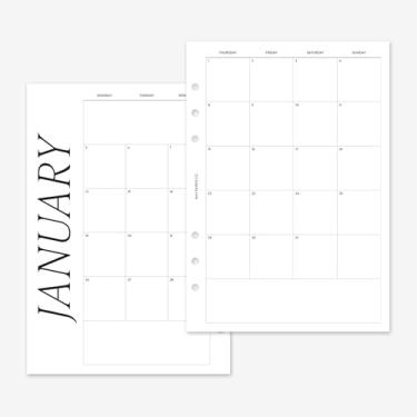 Imagem de MAY PAPER CO. Recarga de agenda mensal clássica 2026 A5, agenda mensal em duas páginas para A5 Filofax e LV GM Agenda de 6 anéis 14 x 21 cm (meses contínuos, início de segunda-feira)