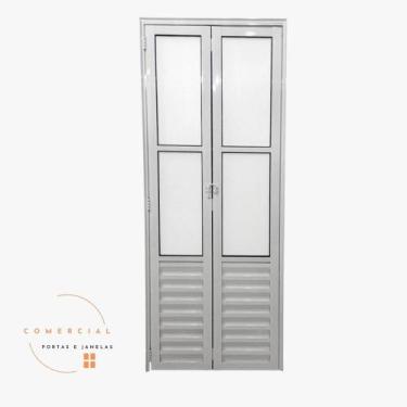 Imagem de Porta camarão palheta com vidro branca vidro jateado - Comercial Porta