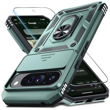 Imagem de Janmitta Capa compatível com Google Pixel 10 Pro XL capa de lente de câmera deslizante embutida + protetor de tela + suporte de anel de dedo, capa protetora de telefone de corpo inteiro resistente à