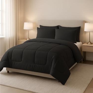 Imagem de Kit Edredom Casal Jogo de Cama Leve Para Verão (6 Peças, Preto)