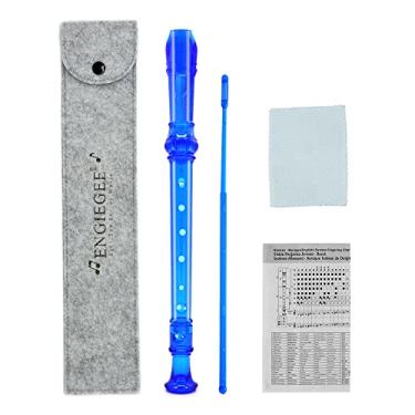Imagem de SJOYS Gravador Soprano Descendente de 8 furos com haste de limpeza e bolsa para escola, estudante, entretenimento em casa, transparente, azul