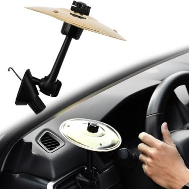 Imagem de JSCARLIFE Saída de ar para prato de carro - Mini prato de tambor de tiro manual | Instrumento musical para interior de carro | Ajuste universal para todos os veículos (dourado)